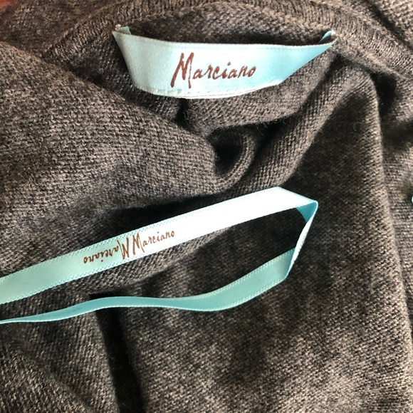 Marciano Sweater Hooded Grey Tunic Deep V Neck Sweater EUC L? (See Measurements) - Picture 8 of 11